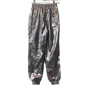Forever 21 Silver Metallic Y2K Pants XS Joggers Futuristic Astronaut Parachute